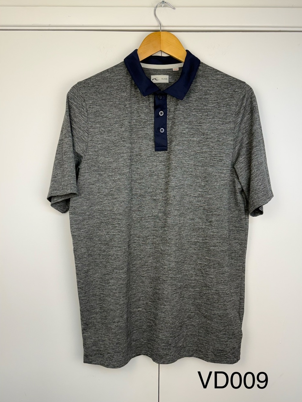 KJUS Luca Polo S/S Men's Small 48 Gray Navy Golf Shirt UPF 50+